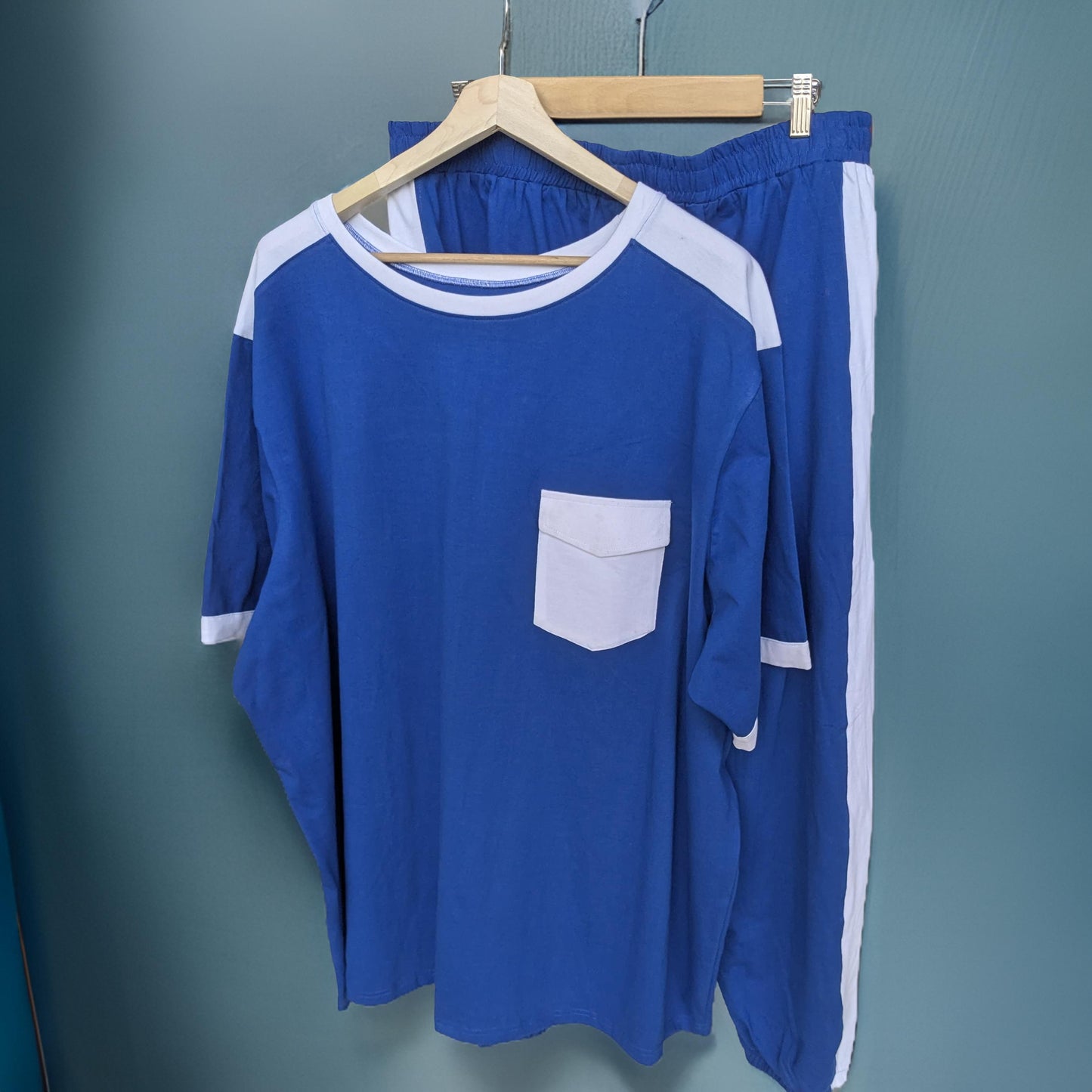 Blue and White Stripe Cotton Co-ord Set