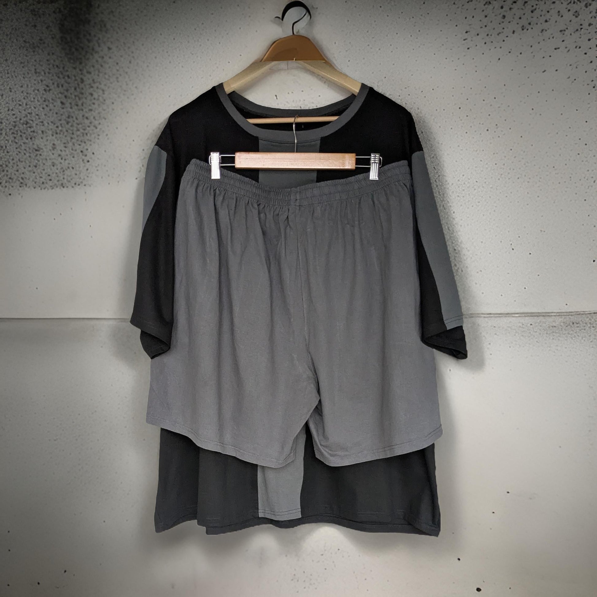 Black and Grey Block Style Premium Cotton Co-ord Set 