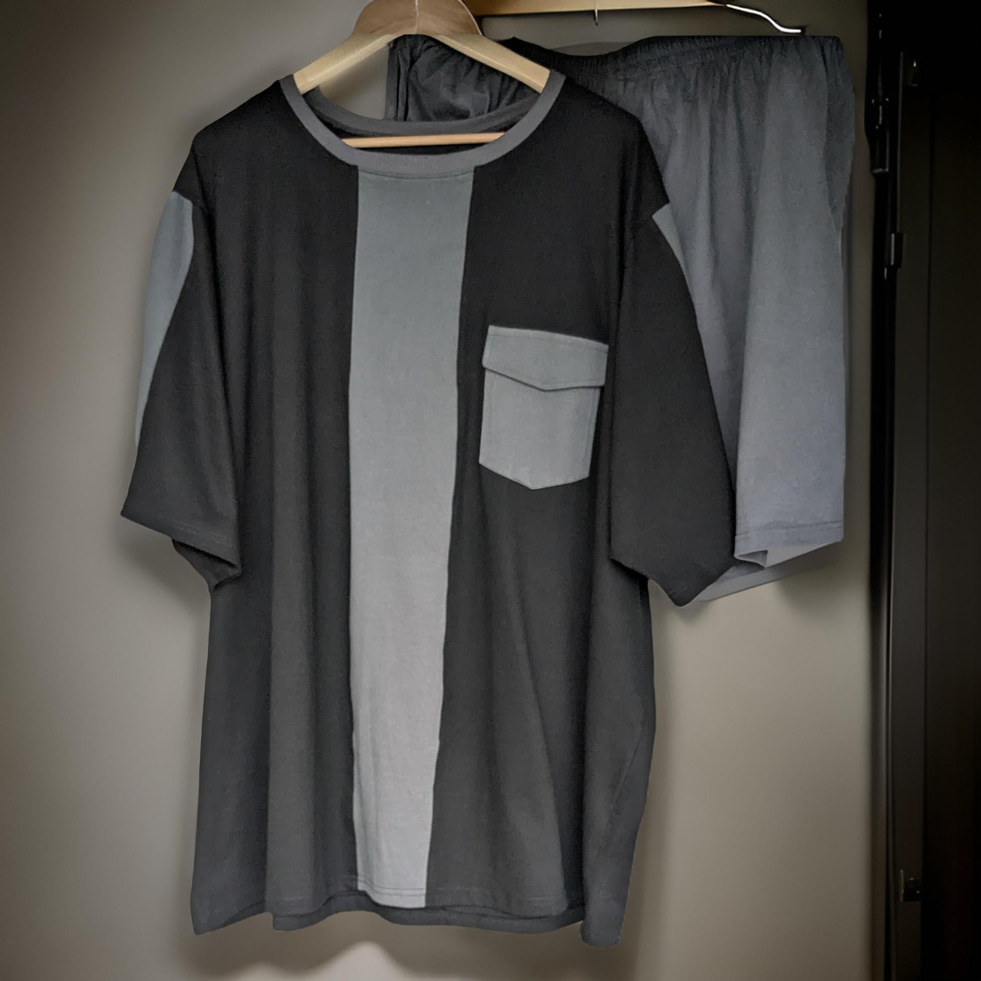Black and Grey Block Style Premium Cotton Co-ord Set 