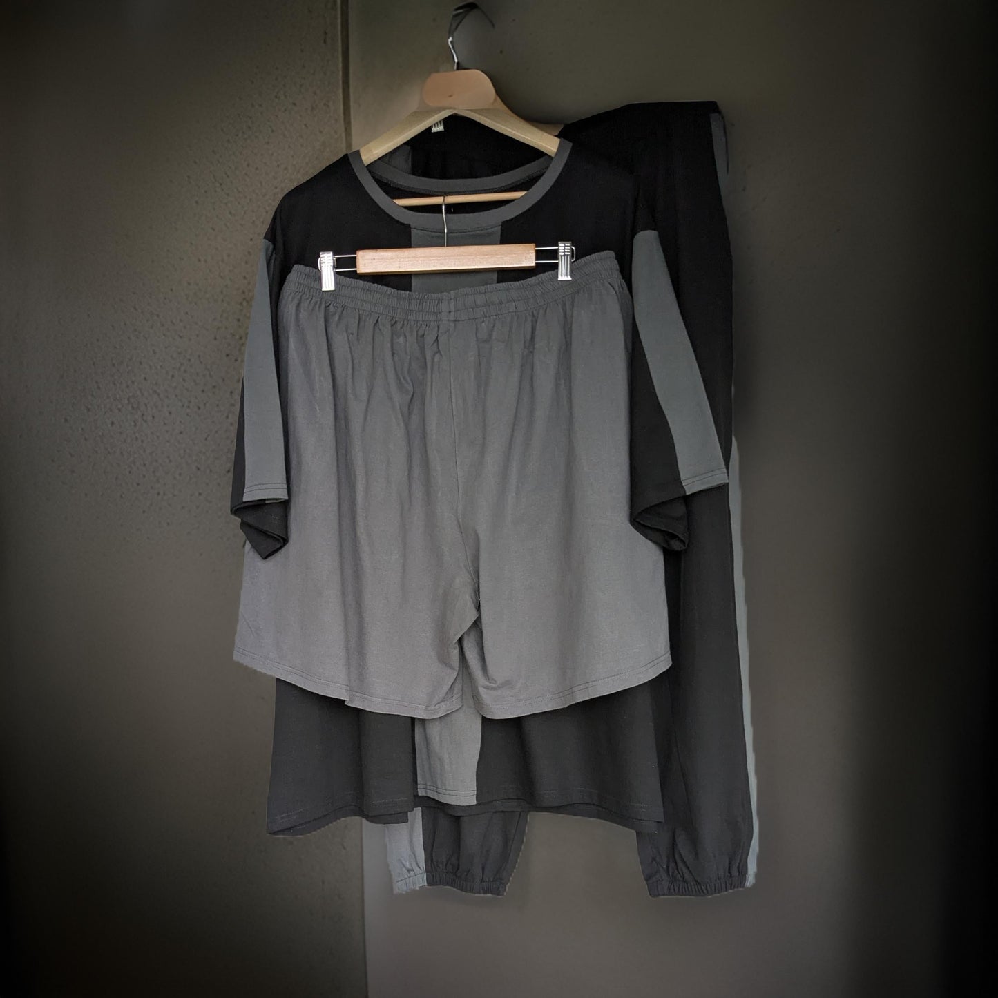 Black and Grey Block Style Premium Cotton Co-ord Set 