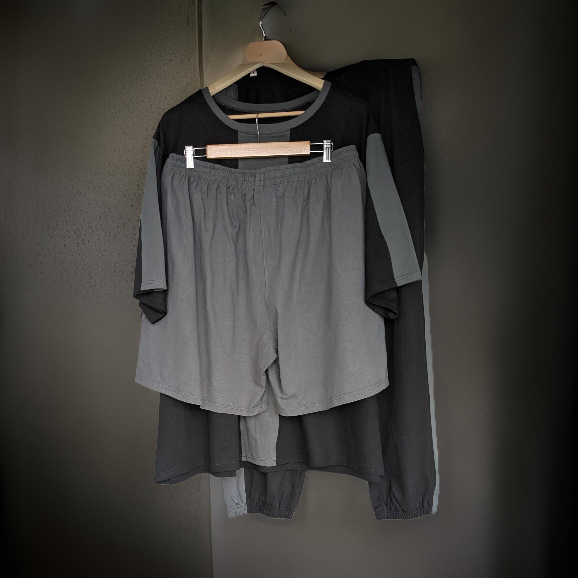 Black and Grey Block Style Premium Cotton Co-ord Set 