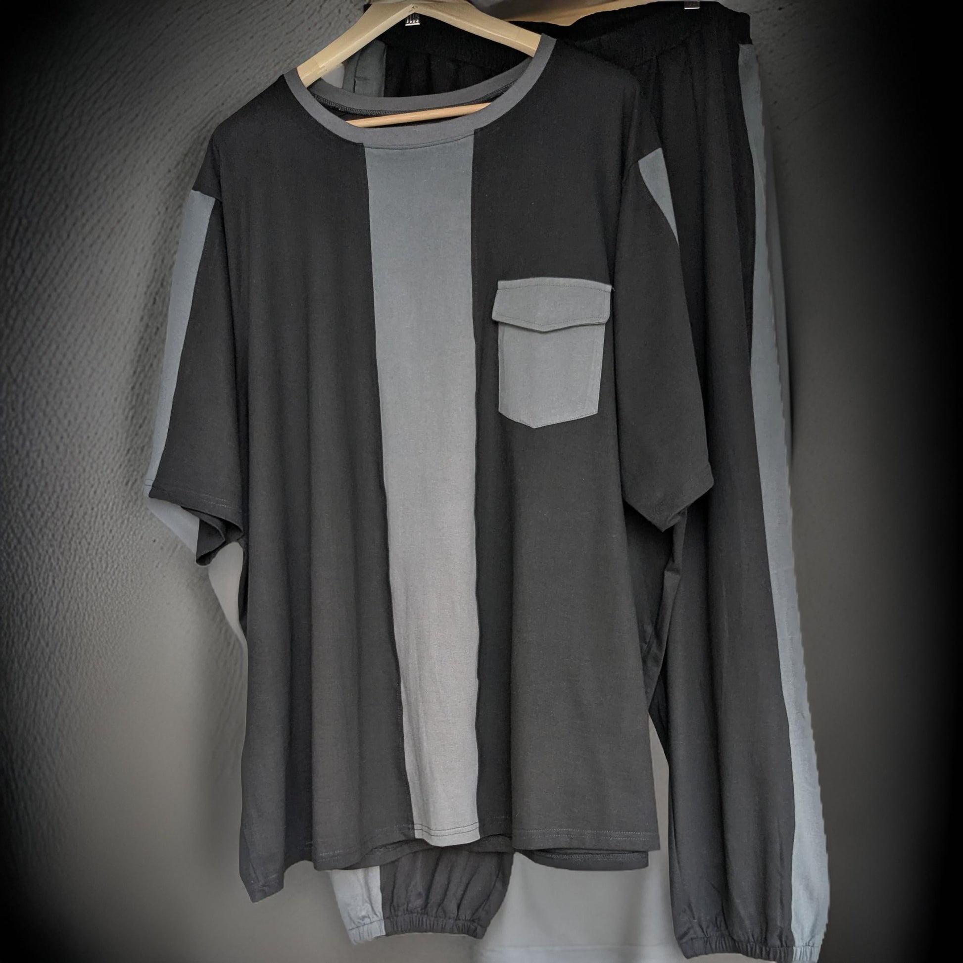 Black and Grey Block Style Premium Cotton Co-ord Set 