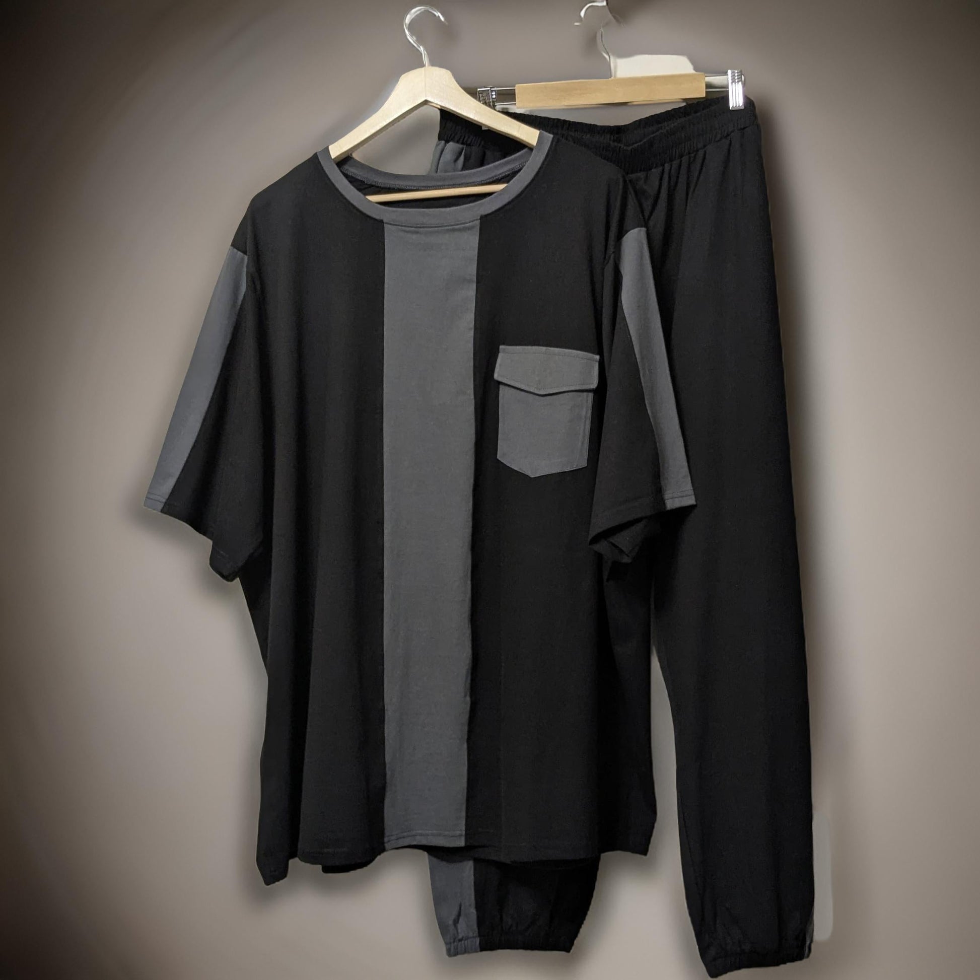 Black and Grey Block Style Premium Cotton Co-ord Set 