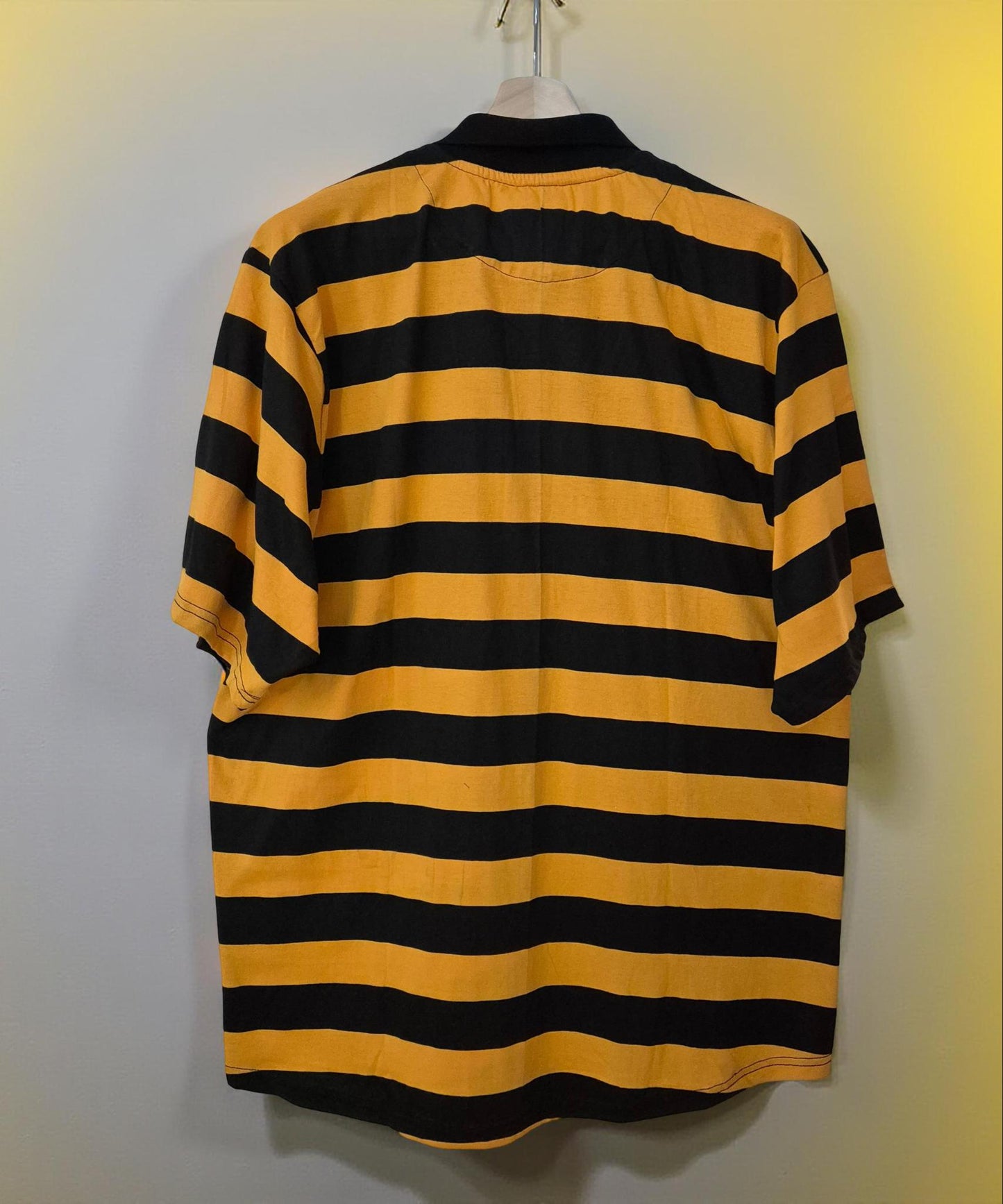 Black with Mustard Stripes Cotton Polo T-Shirt 
