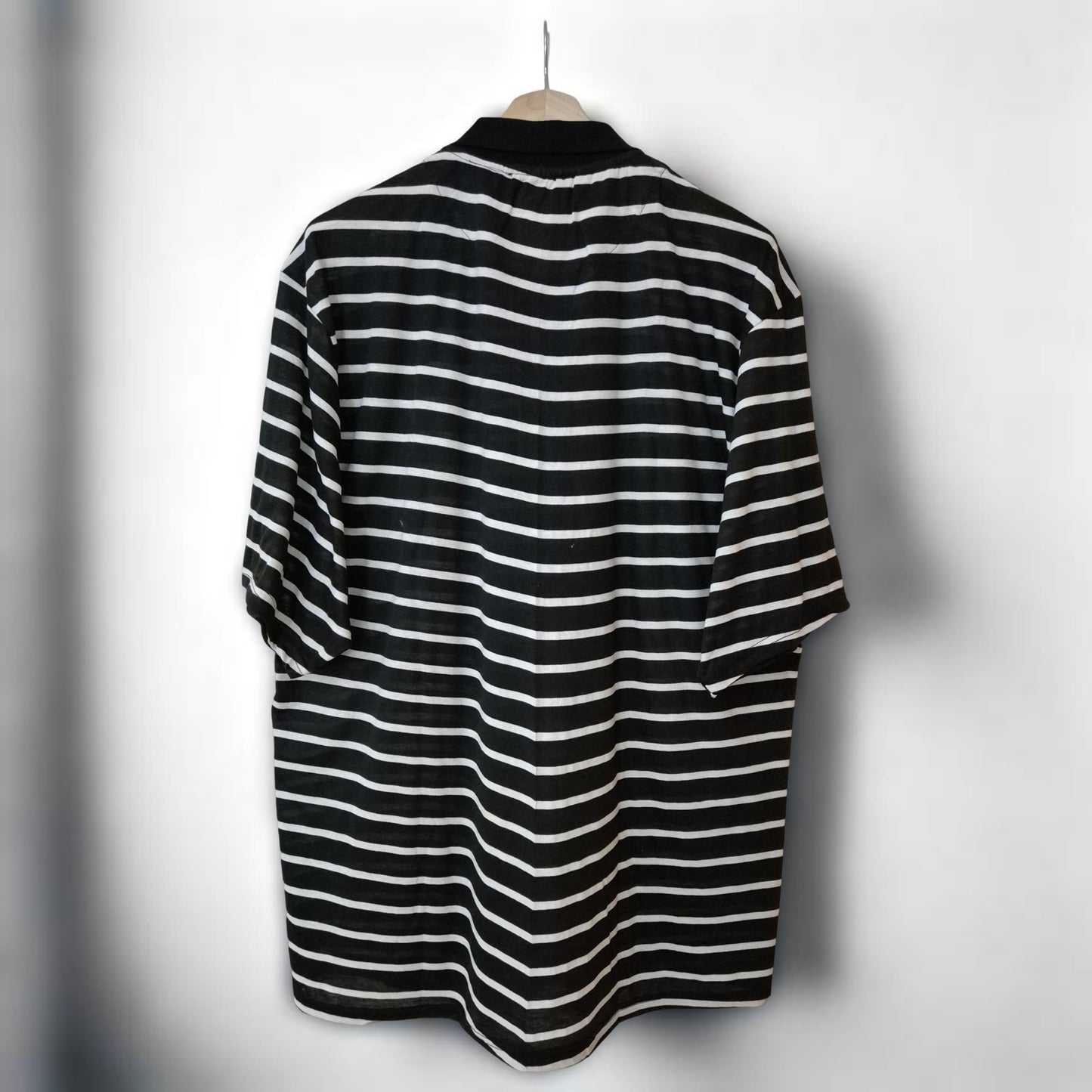 Black with white Stripes Cotton Polo T-shirt 