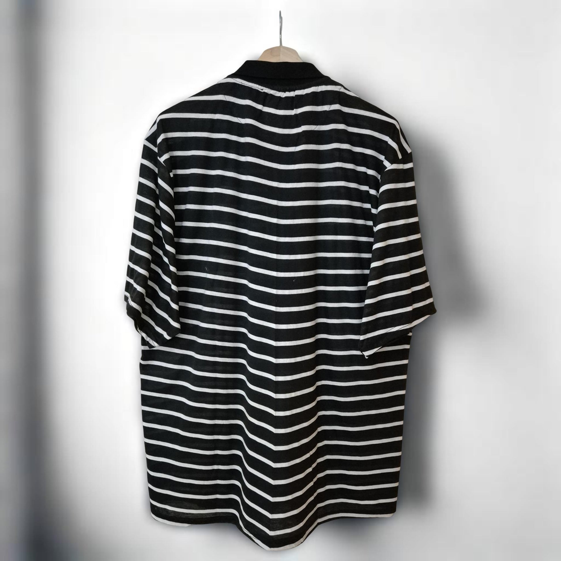 Black with white Stripes Cotton Polo T-shirt 