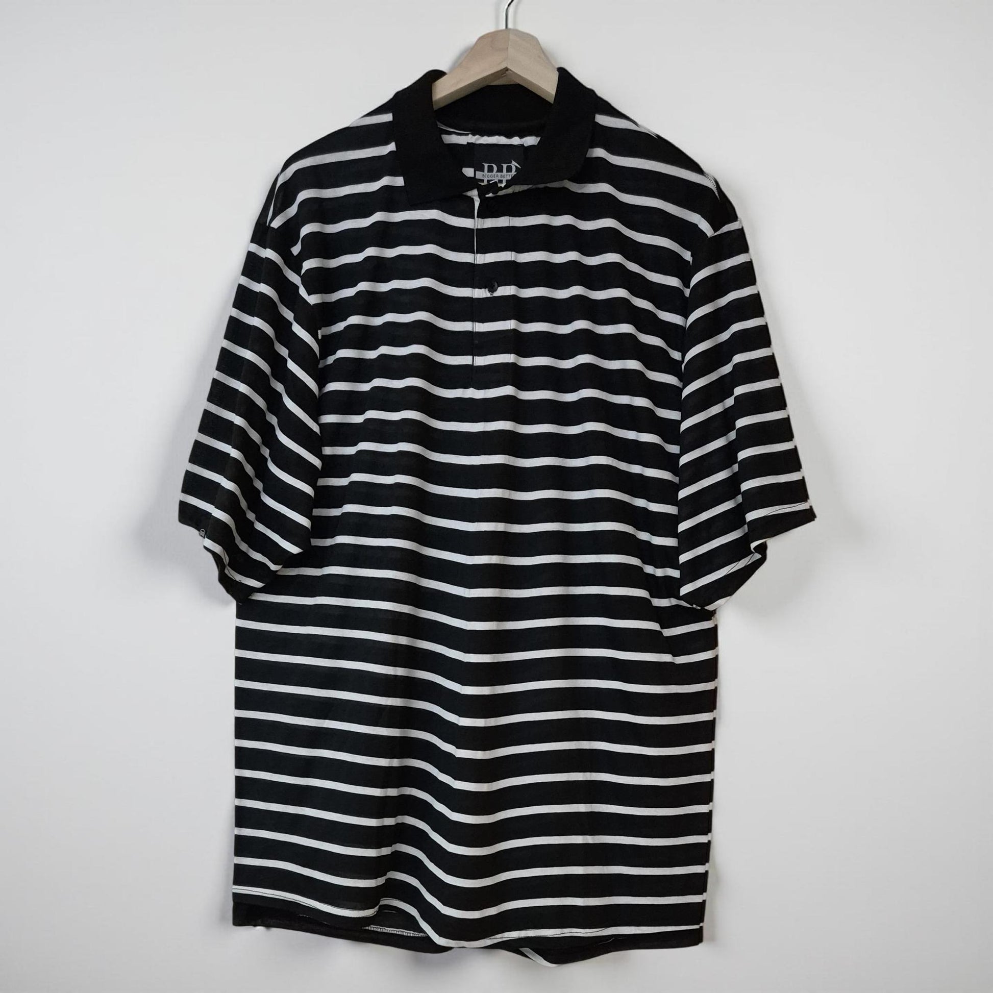 Black with white Stripes Cotton Polo T-shirt 
