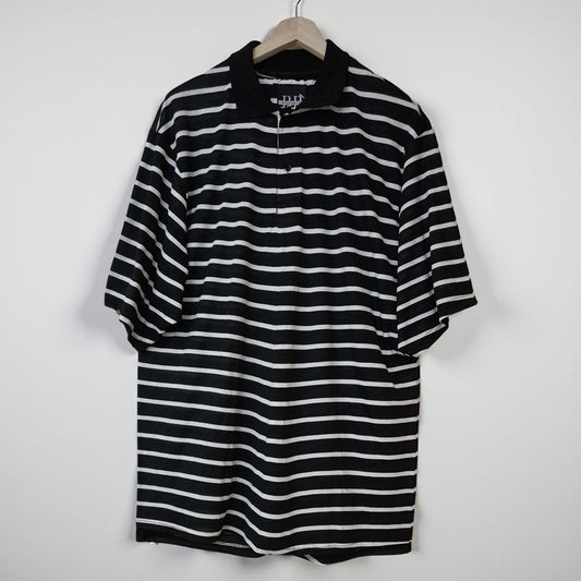 Black with white Stripes Cotton Polo T-shirt 