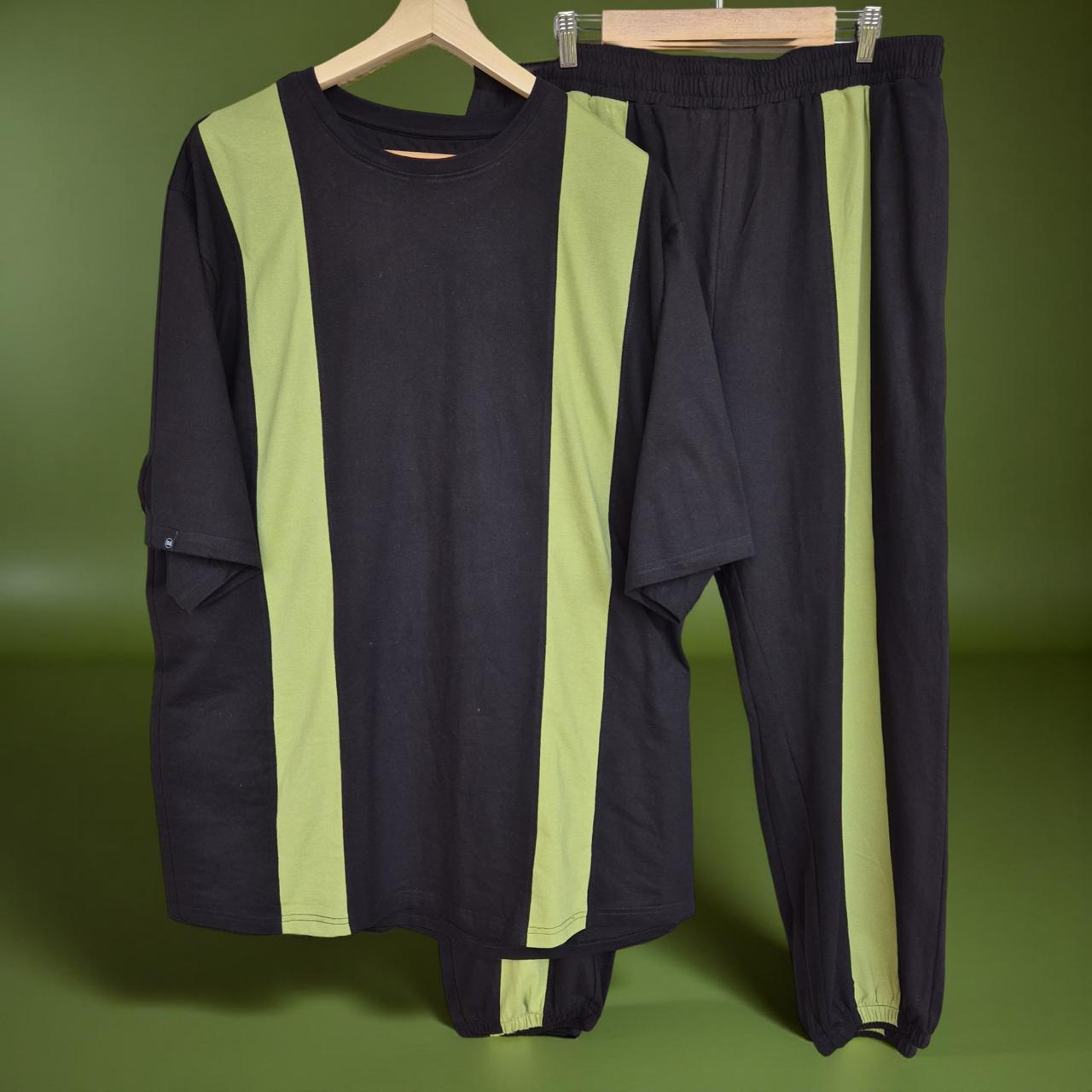 Exclusive Black & Green Stripe Cotton Co-ord Set 