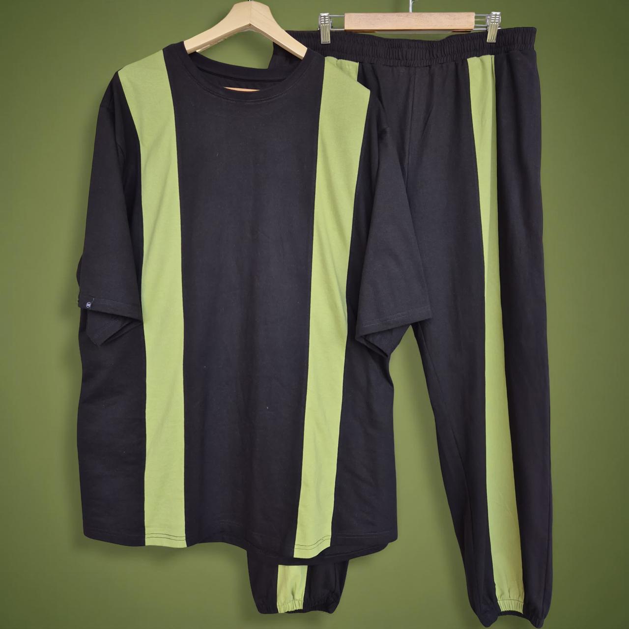 Exclusive Black & Green Stripe Cotton Co-ord Set 