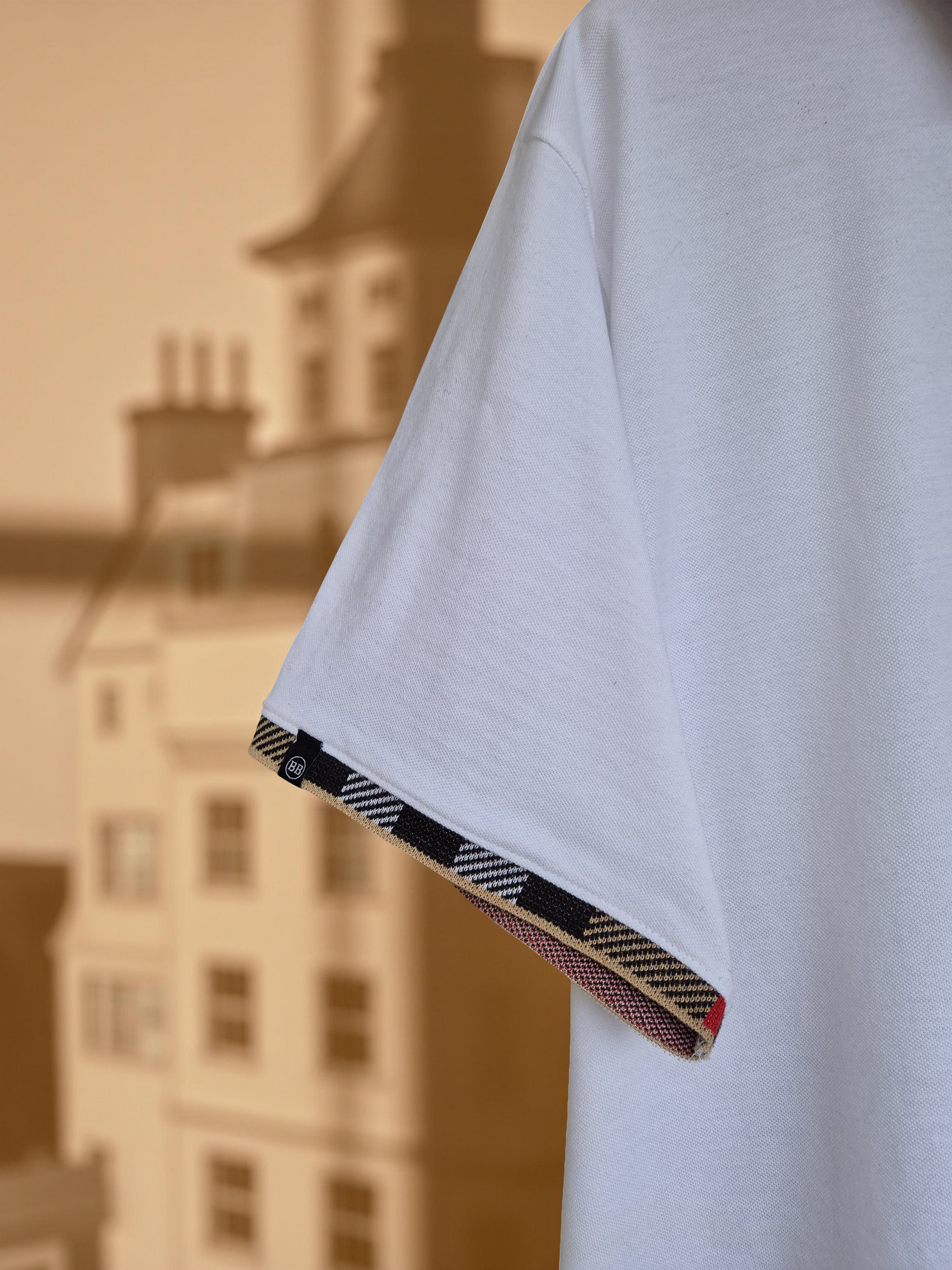 The Regal Check Collar White Polo Tshirt 