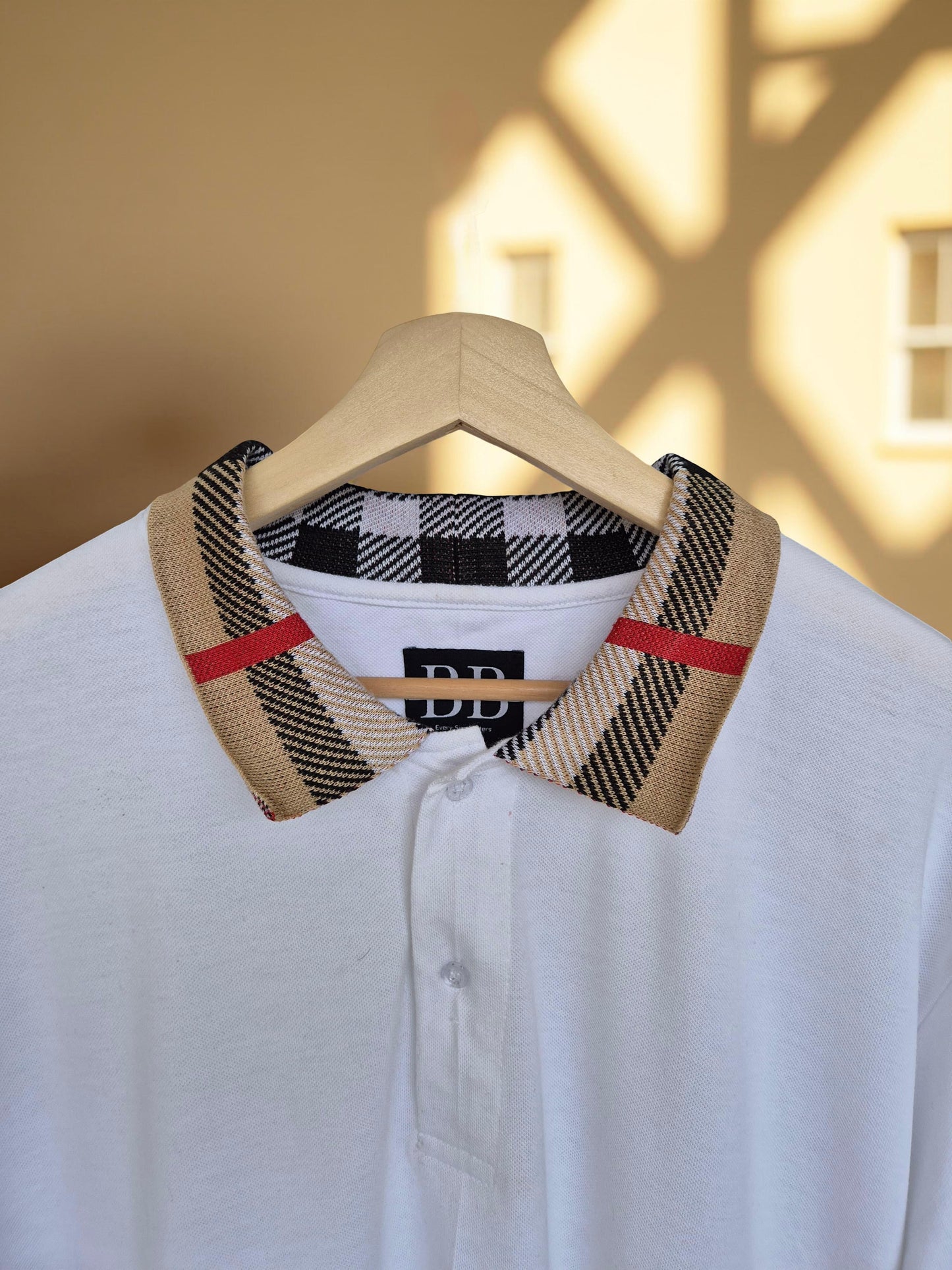 The Regal Check Collar White Polo Tshirt 