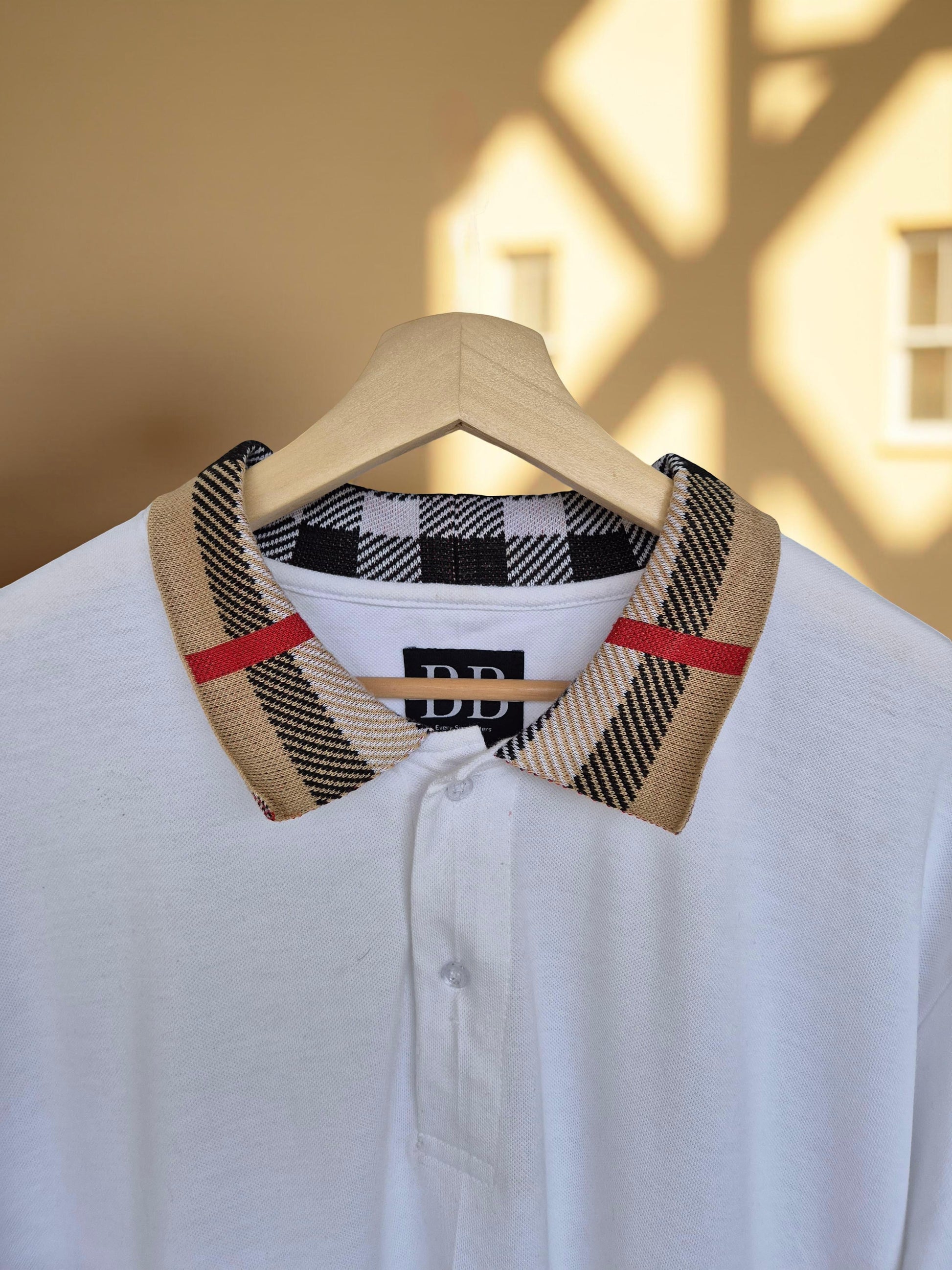 The Regal Check Collar White Polo Tshirt 