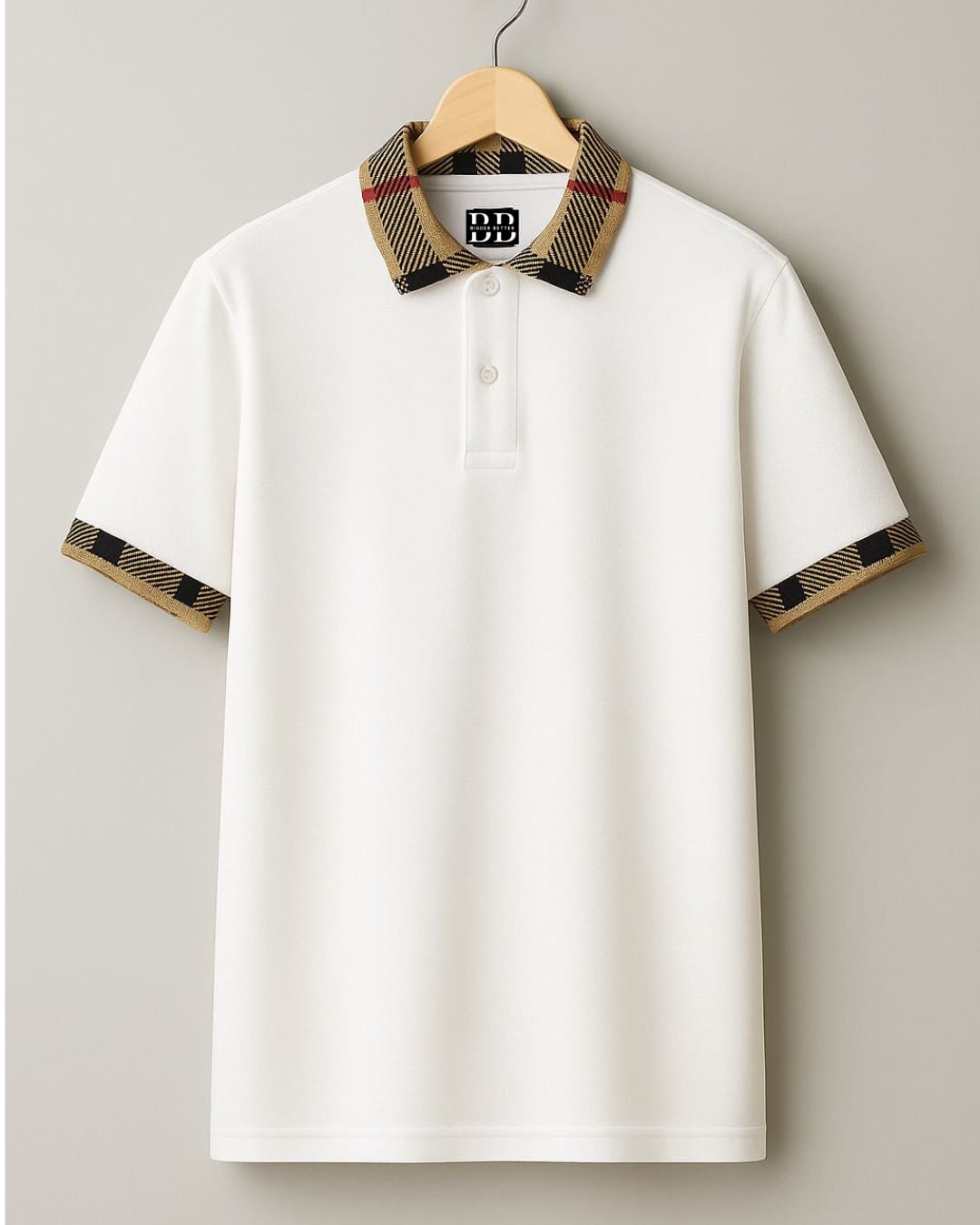 The Regal Check Collar White Polo Tshirt 