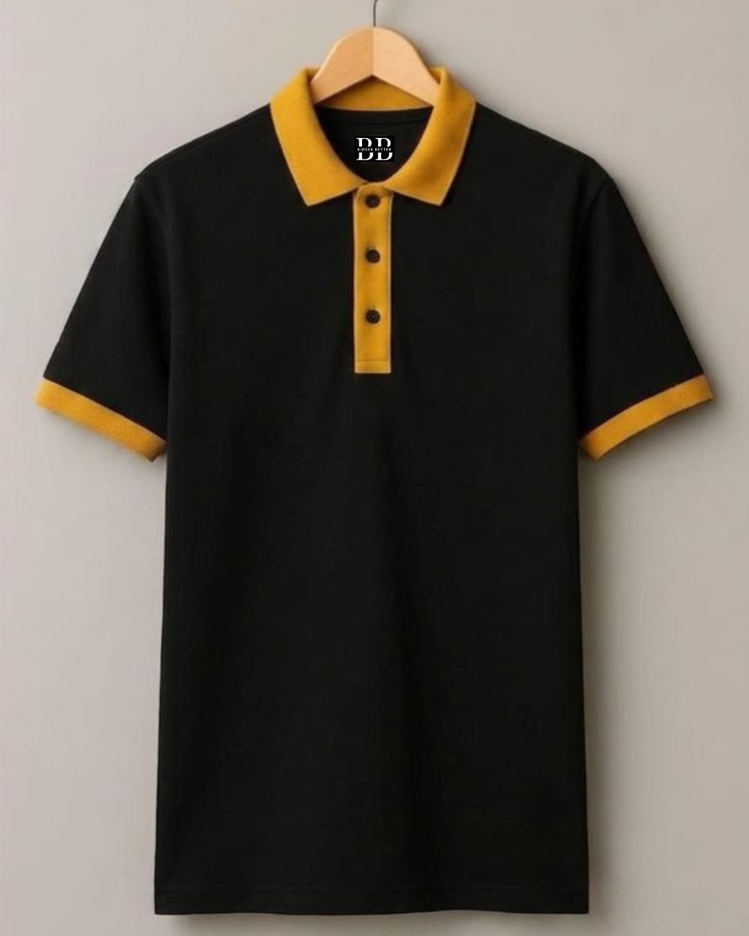 Black and Mustard Premium Cotton Polo T-Shirt – Bigger Better