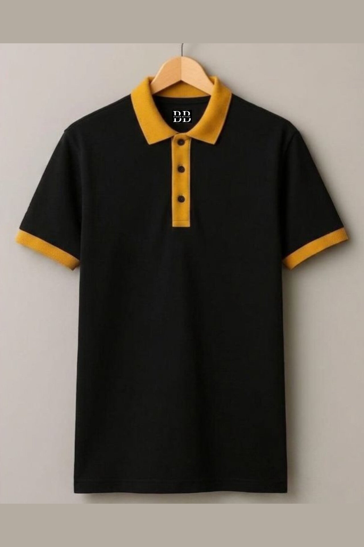 Black and Mustard Premium Cotton Polo T-Shirt 