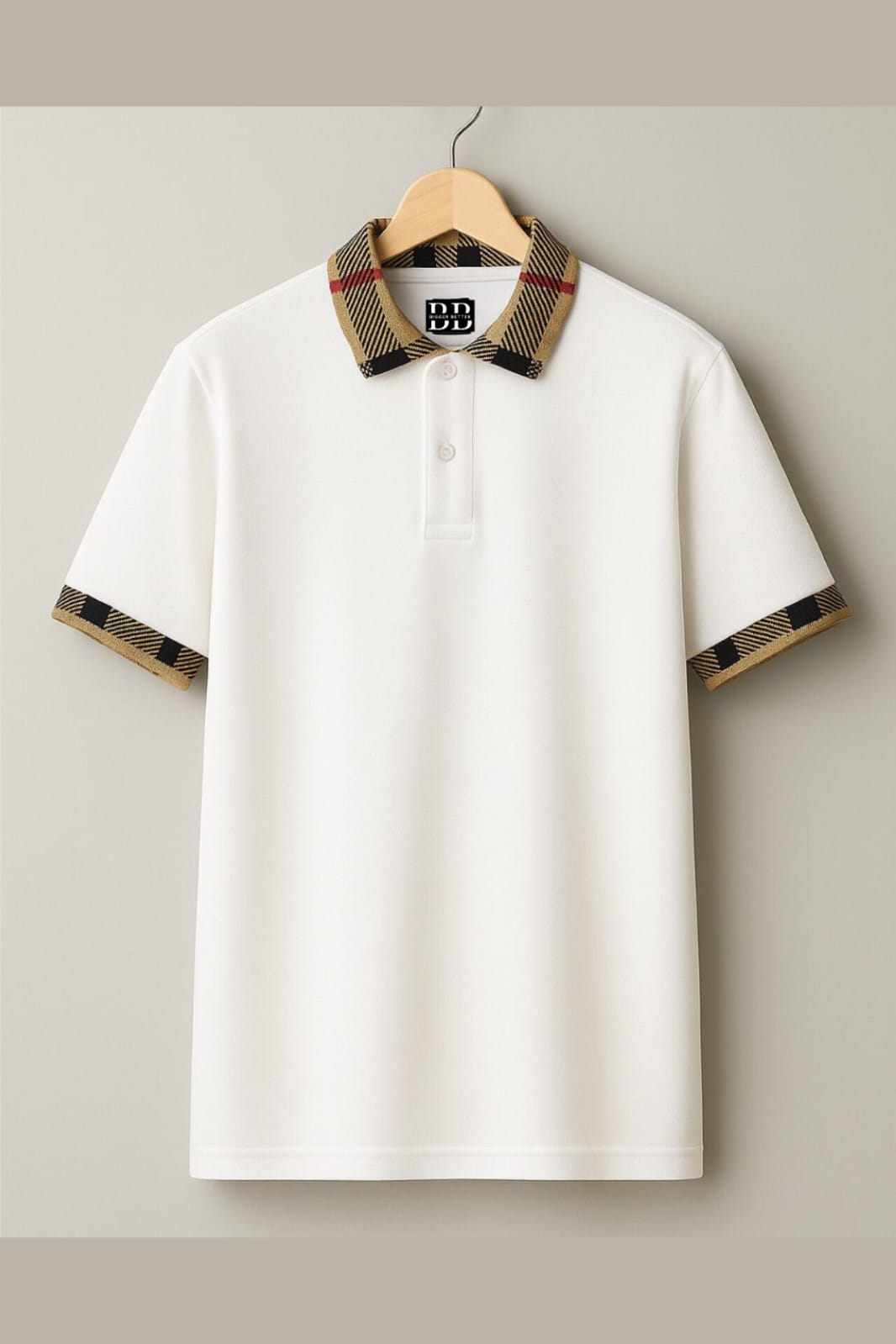 The Regal Check Collar White Polo Tshirt 