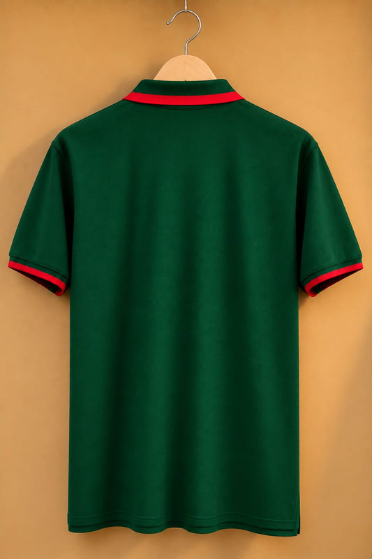 The Luxe Forest Striped Collar Polo Tshirt 