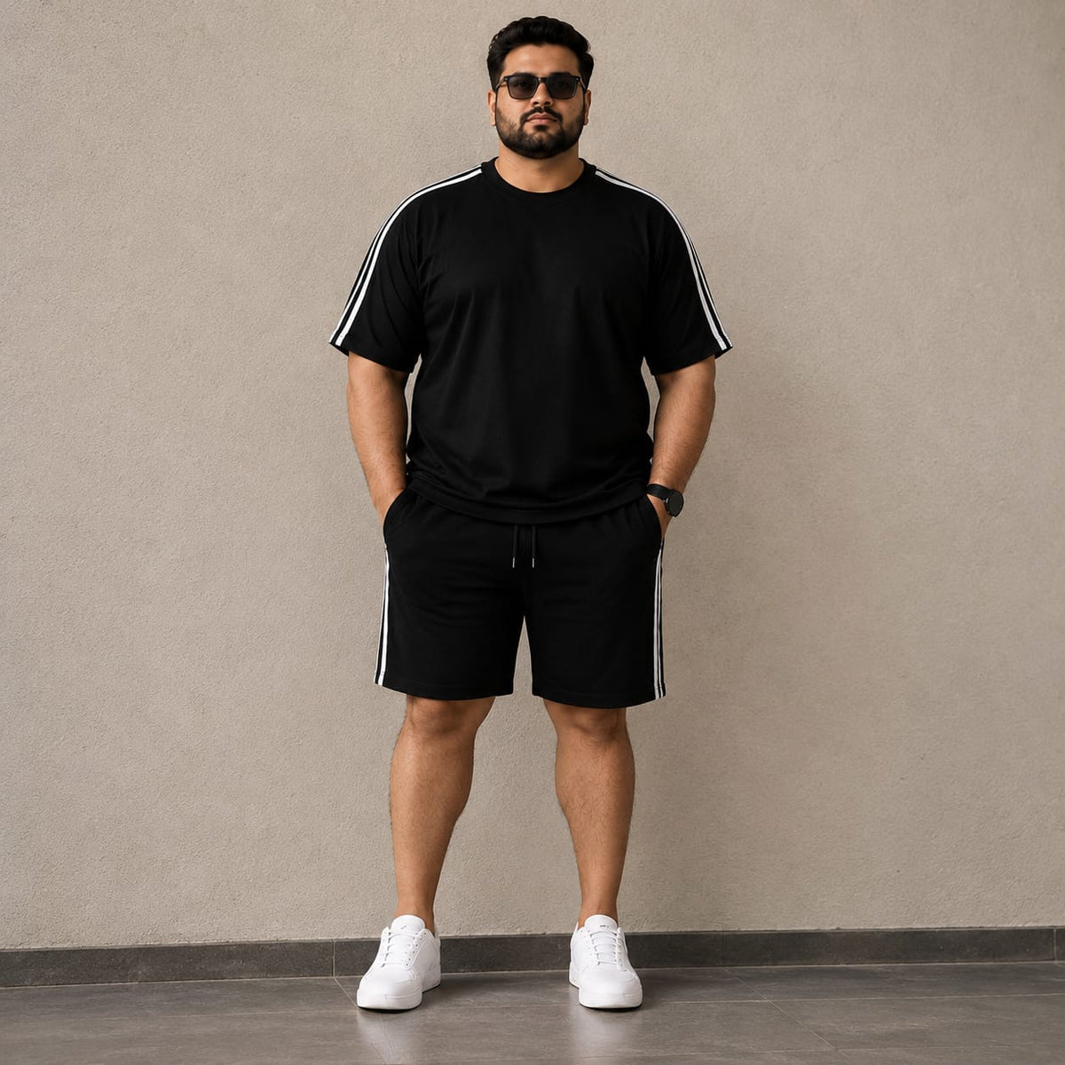 Velocity Track-Stripe Cotton Co-ord Set 