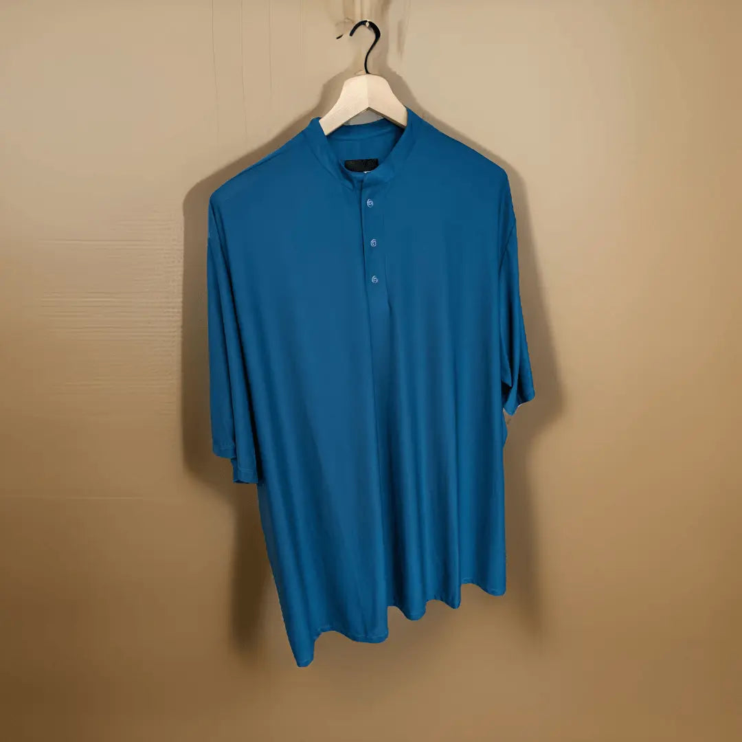 Blue Mandarin Neck Dri-fit Tshirt_Polo_Tshirts_Pant_Gym_Kurtas_Co-ords_Shorts_Joggers - Sizes from 12XL_11XL_10XL_9XL_8XL_7XL_6XL_5XL_4XL_3XL_2XL_XL.