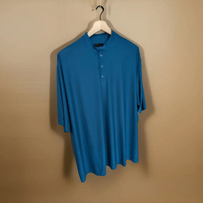 Blue Mandarin Neck Dri-fit Tshirt_Polo_Tshirts_Pant_Gym_Kurtas_Co-ords_Shorts_Joggers - Sizes from 12XL_11XL_10XL_9XL_8XL_7XL_6XL_5XL_4XL_3XL_2XL_XL.