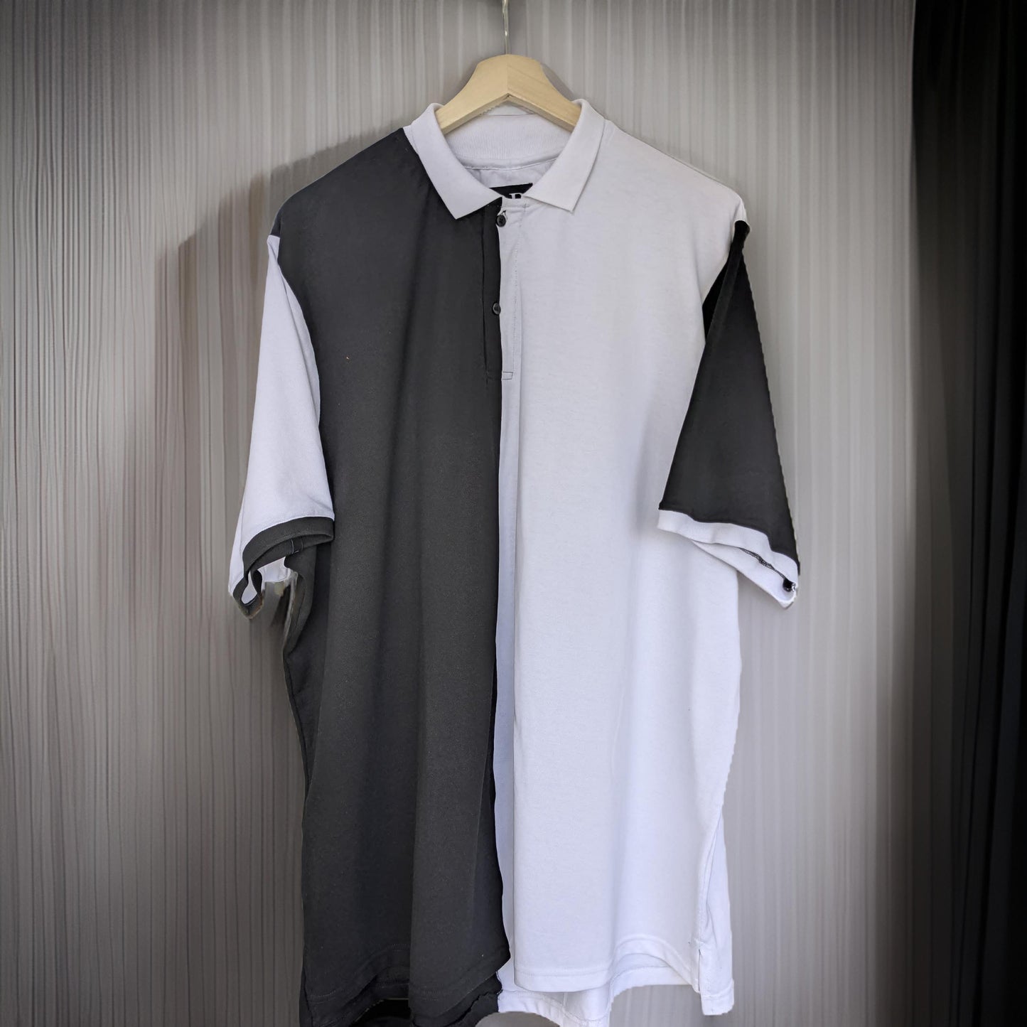 Black & White Block Half-Sleeved Polo T-Shirt
