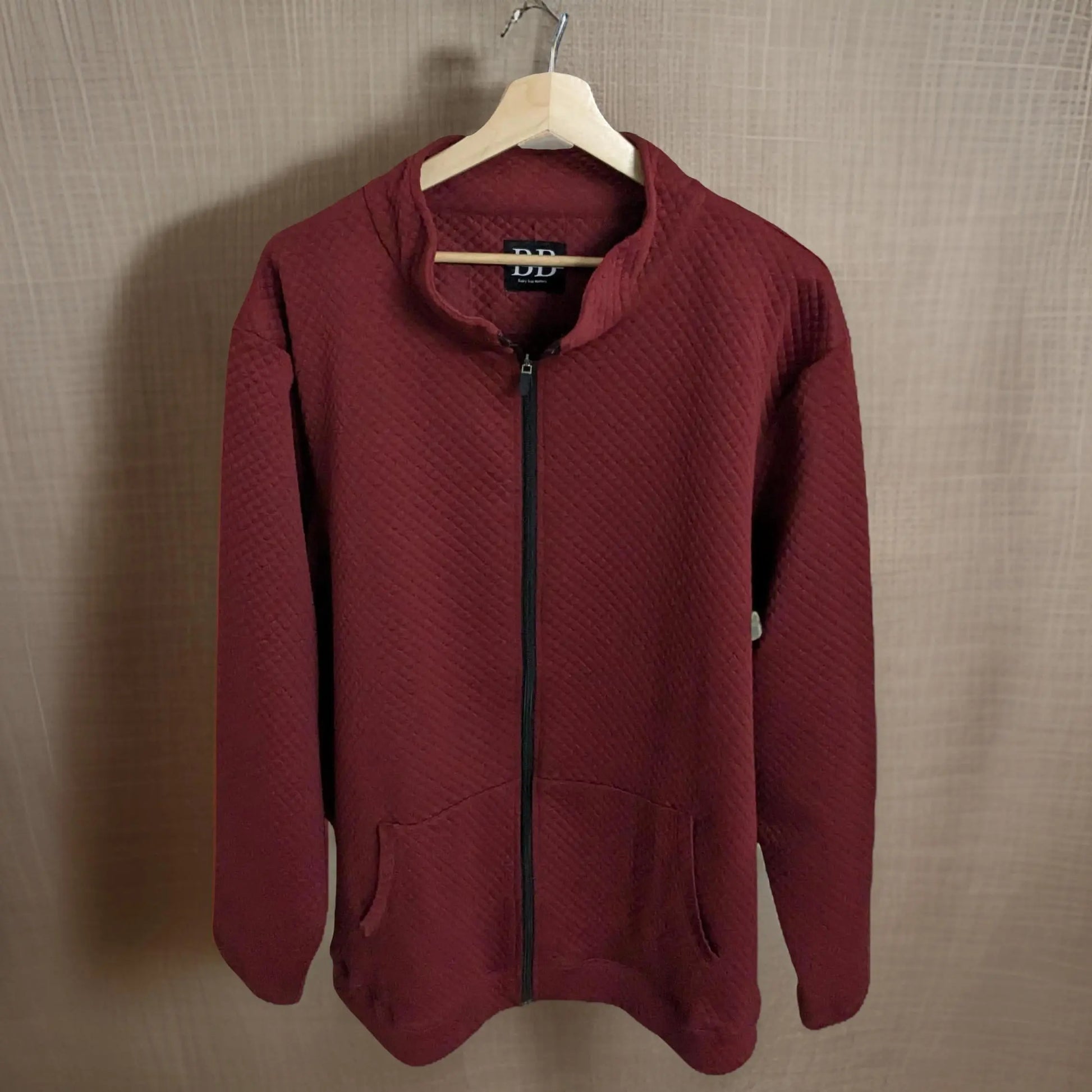 Winter Maroon Diamond Pattern Jacket 