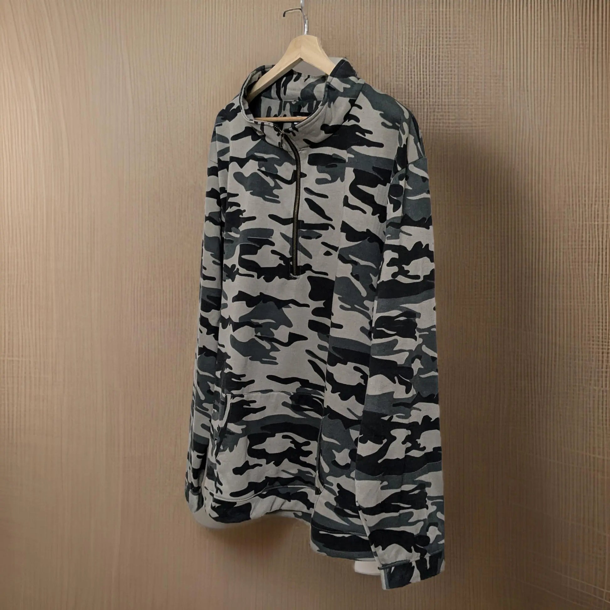 Winter Camouflage Quater Zip Fleece Sweatshirt 